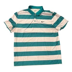 Nike Golf Dri-FIT Men’s Green White Striped Polo Shirt Size XL, Short Sleeve